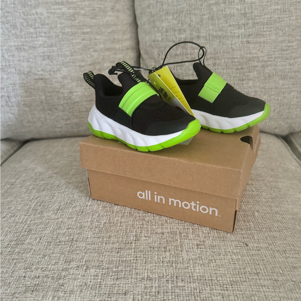 All in Motion Kids Black and Green Shoes